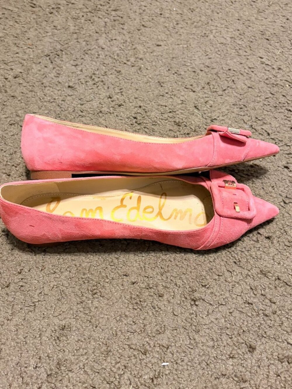 Sam Edelman Pink Sonja Leather Buckle Flats Size 9 Slip On Pointed Toe - Picture 2 of 4